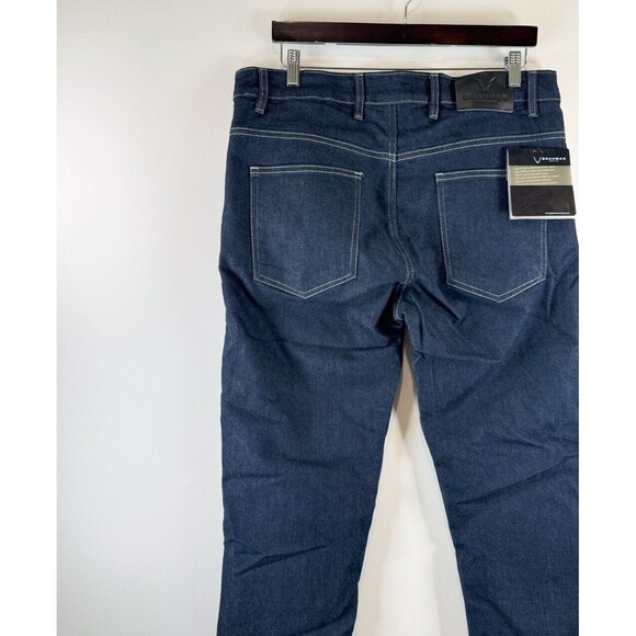 Brahman Mens Jeans Blue Denim Straight Leg Slim Fit Medium Wash Moto Biker 36x32 - Picture 8 of 13